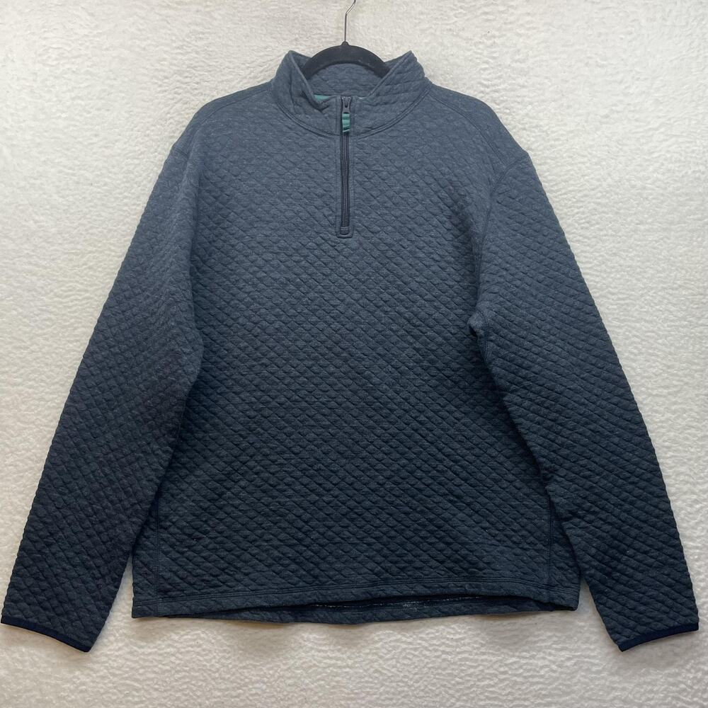 J Crew Sweatshirt Mens 2XL Gray Diamond Quilted 1/4 Zip Fleece Pullover Outdoor